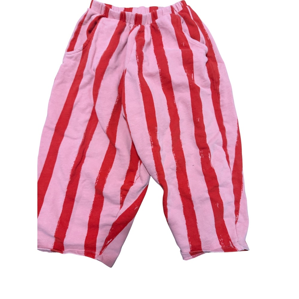 Next Kids Pink Red Vertical Stripe Cotton Wide Leg Pants E51-372-428 Size 5-6Y